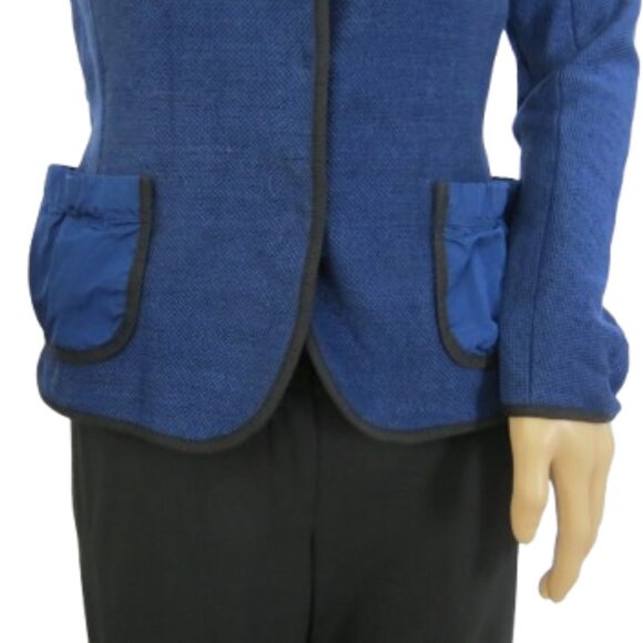 Lida Baday Blue Fitted Blazer with Ruched Back - Picture 3 of 7